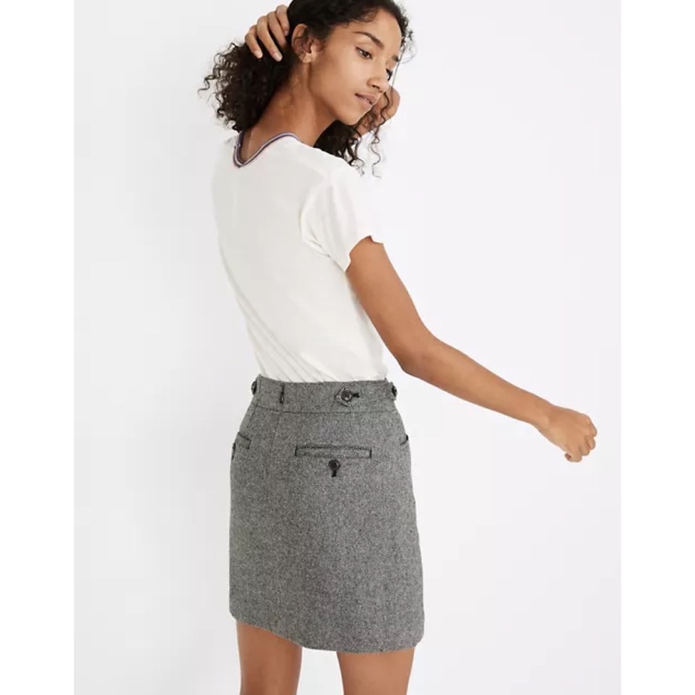 MADEWELL Gray Herringbone Assembly A-Line Mini Skirt